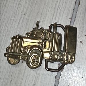 Vtg 1978 Semi Truck Long Nose Baron Belt Buckle Brass 6005 Trucker Western